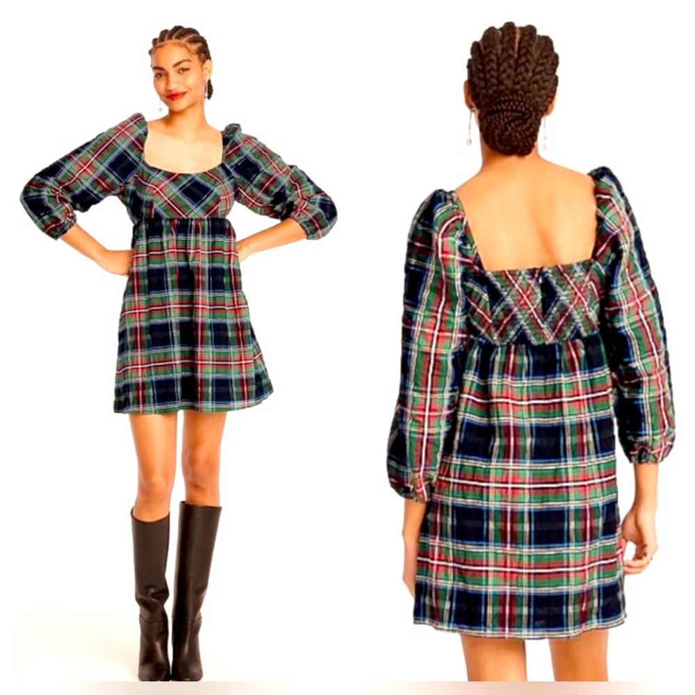 J Crew Tartan Plaid Mini Dress